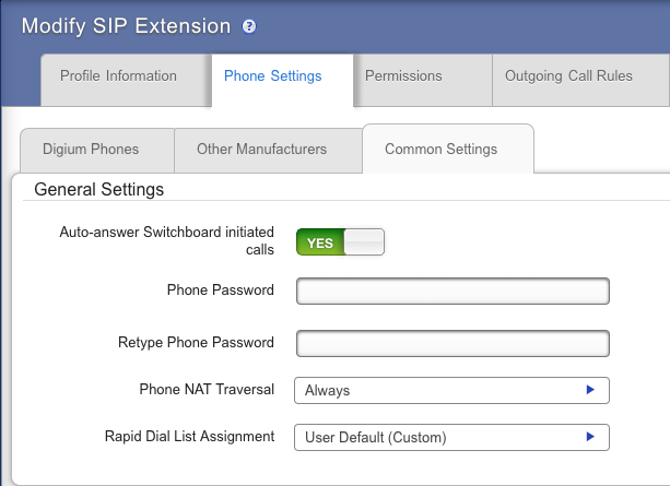 Switchvox Phone Common Settings